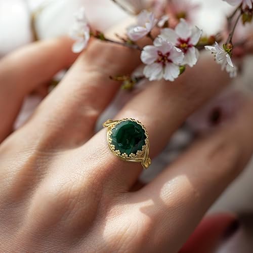 Vista 3 de Anillos de piedras preciosas chapados en oro de 14 quilates para mujer, oro sobre plata de ley 925, anillos chapados en oro para mujer, anillos