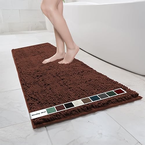 Miniatura 28 de Muddy Mat Alfombras de baño de felpilla de secado rápido, antideslizantes, lavables, extragruesas, suaves y altamente absorbentes, para baño, cocina