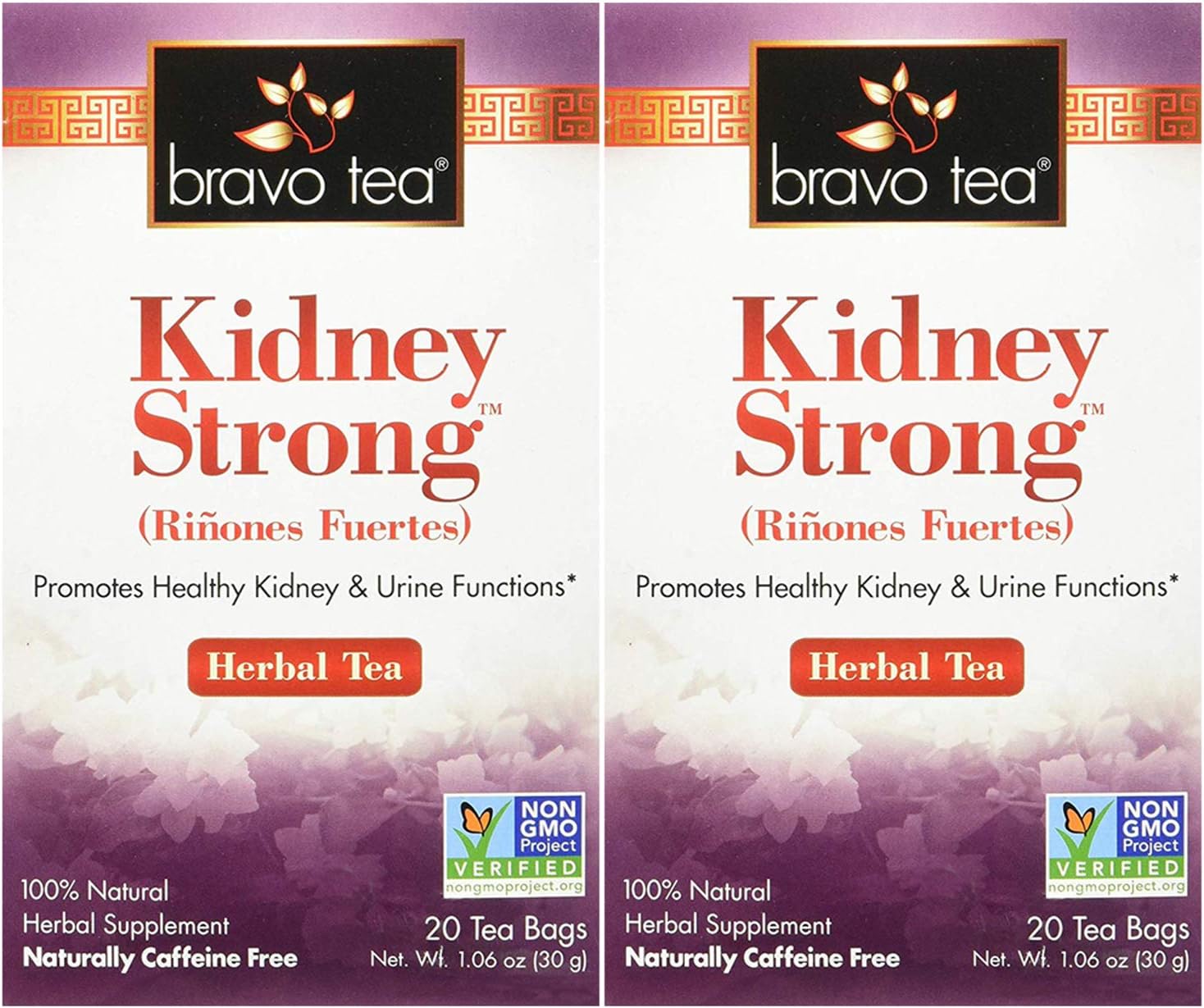 Bravo Tea Kidney Strong Herbal Tea Caffeine Free, 20 Tea Bags, 2 Count