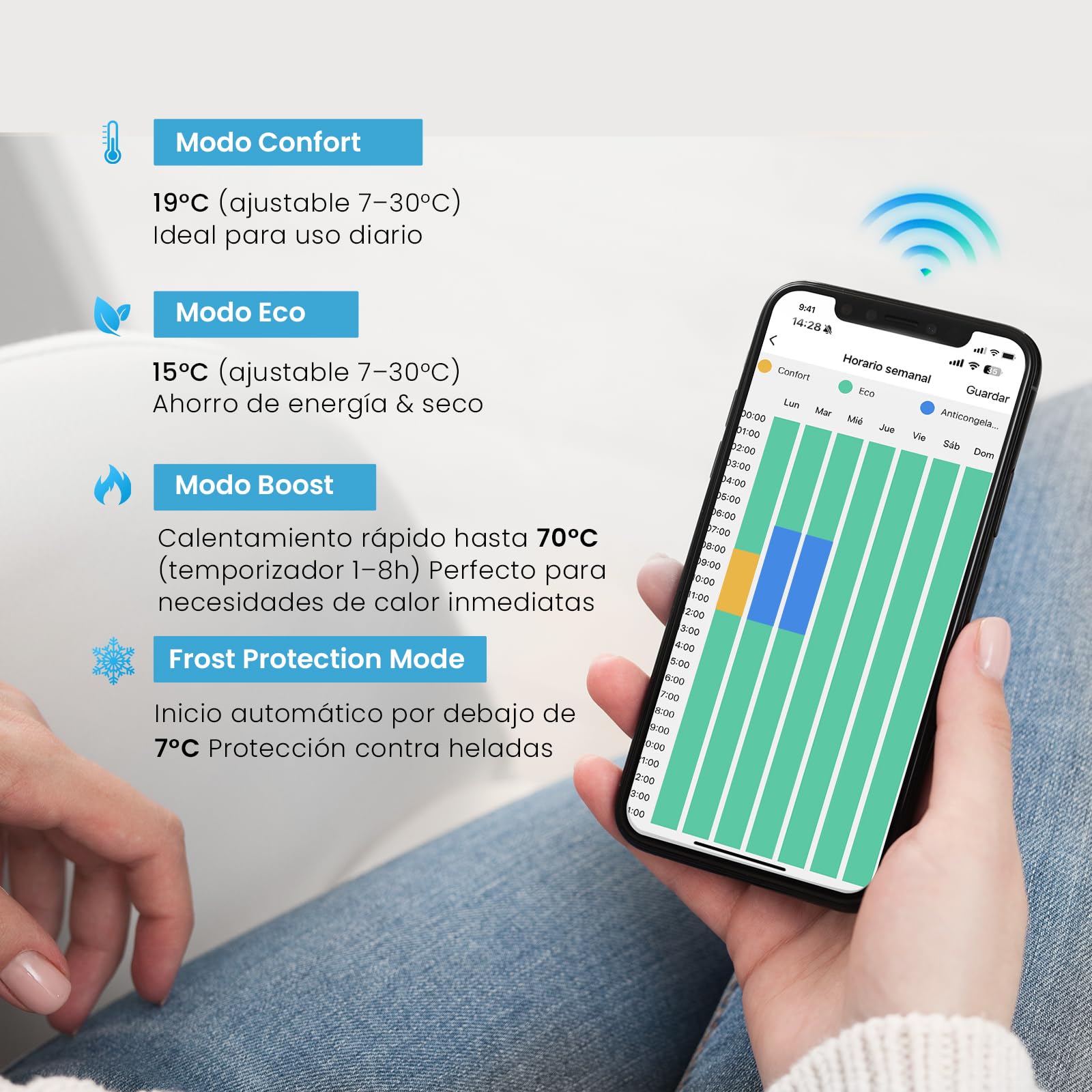 Heilmetz Radiador Toallero Eléctrico 100x40 cm con WiFi, Secatoallas Inteligente con Control por App Tuya, Termostato Programable y Temporizador, Blanco 300W