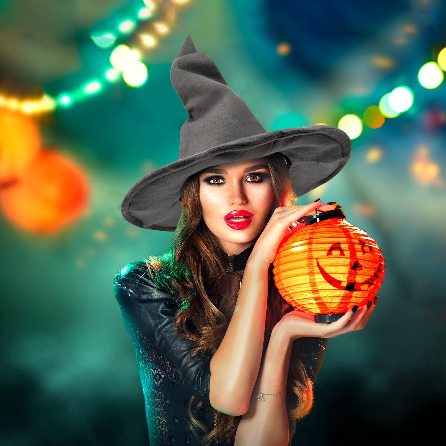 VLYX Adult Witch & Wizard Hat - Pointed Halloween Hat Costume Accessory for Unisex Halloween Party Carnival, Fancy Dress (Grey) - Image 4