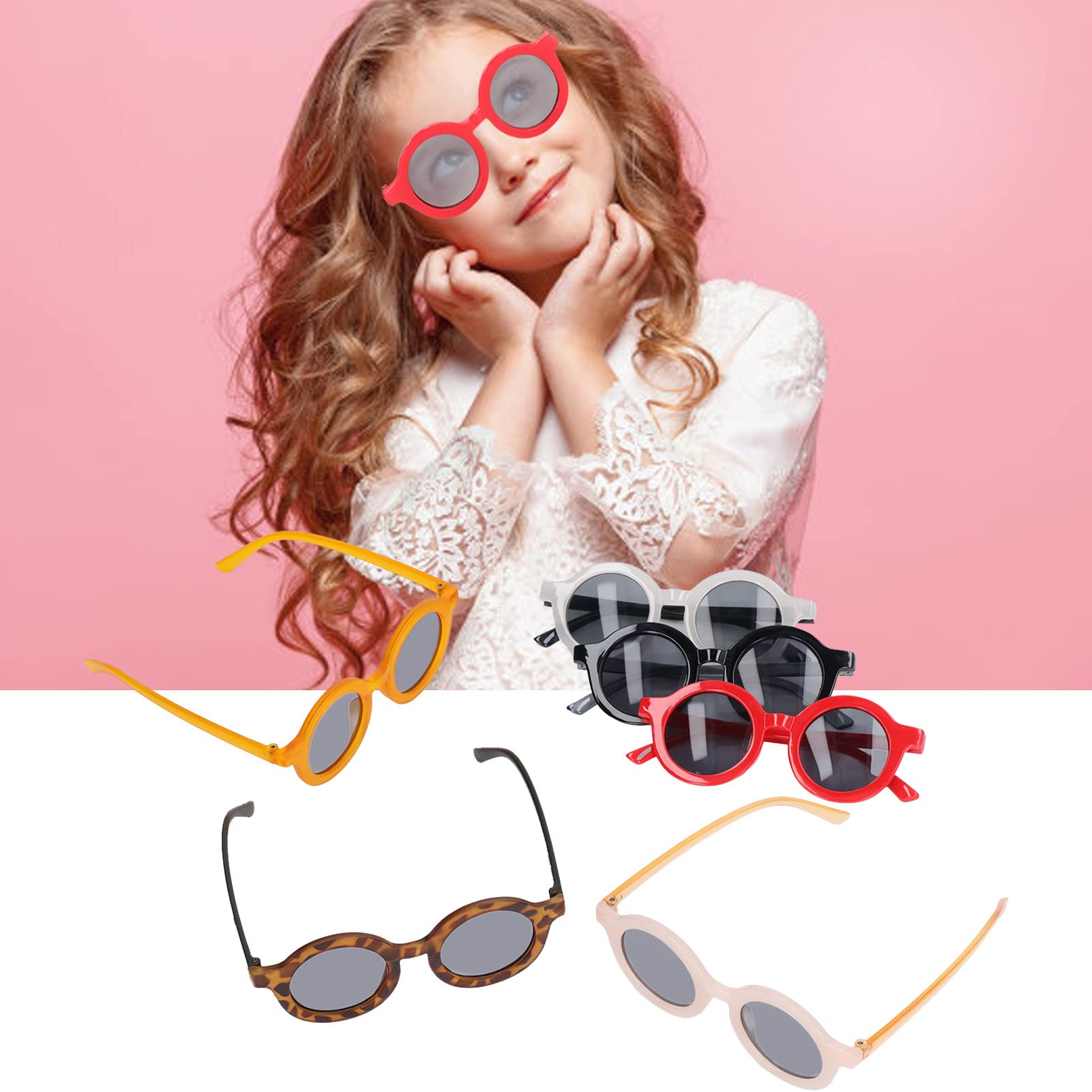 RIZGHWOY Gafas de Sol Redondas y Coloridas para Niños en un Juego de 6, Gafas de Sol Ligeras con Protección UV, Ideales para Uso en Exteriores