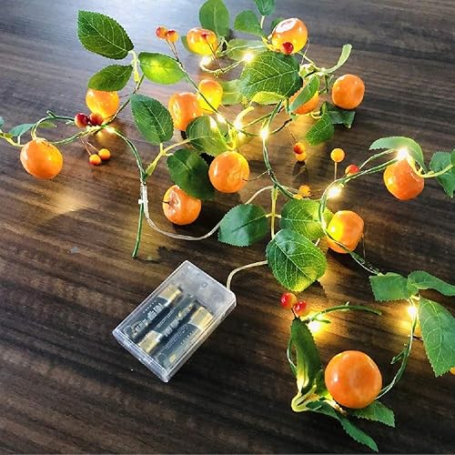 Miniatura 2 de Guirnalda de luces artificiales de frutas y mandarina, luces LED de naranjas, enredaderas colgantes, guirnalda de plantas, bayas artificiales, luz