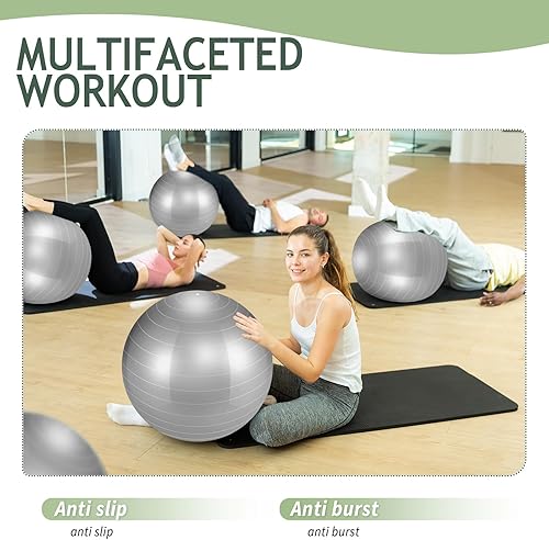 Miniatura 5 de Hungdao Paquete de 6 pelotas de ejercicio inflables a granel para embarazo y entrenamiento, pelota de pilates de 22 pulgadas para yoga,