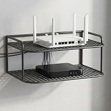 Router Storage WiFi Storage Box, No Punch Wall Mount Hidden Box (Black)