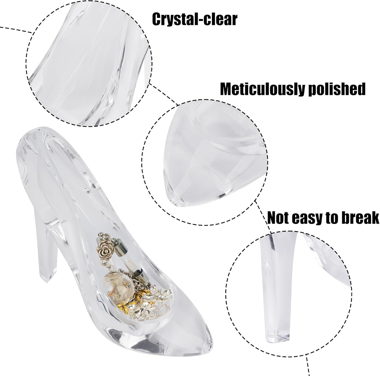 Small Cinderella Glass Slipper, Acrylic High Heel Shoe, Crystal High Heels Shoe Figurines for Decor, Figurine for Girls Coming-of-Age Ceremony Gift Birthday Party Decorations (Clear) - Image 3