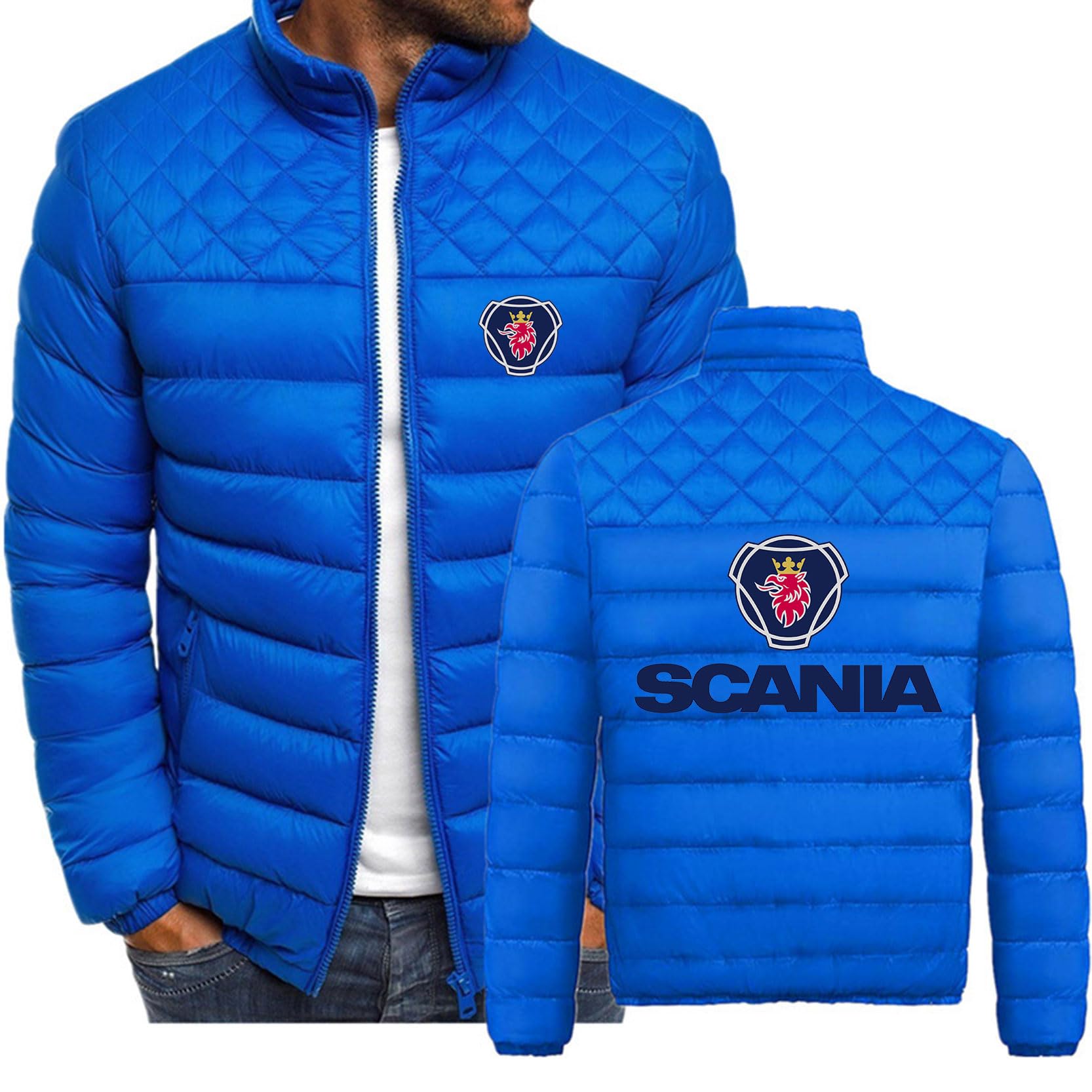 Modryer Men's Blue Winter Jackets For Scania Warm Puffer Jacket Quilted Insulated Jacket Snow Ski Coat Outdoor Down Jackets For Skiing Running Traveling Hiking Golf,-S