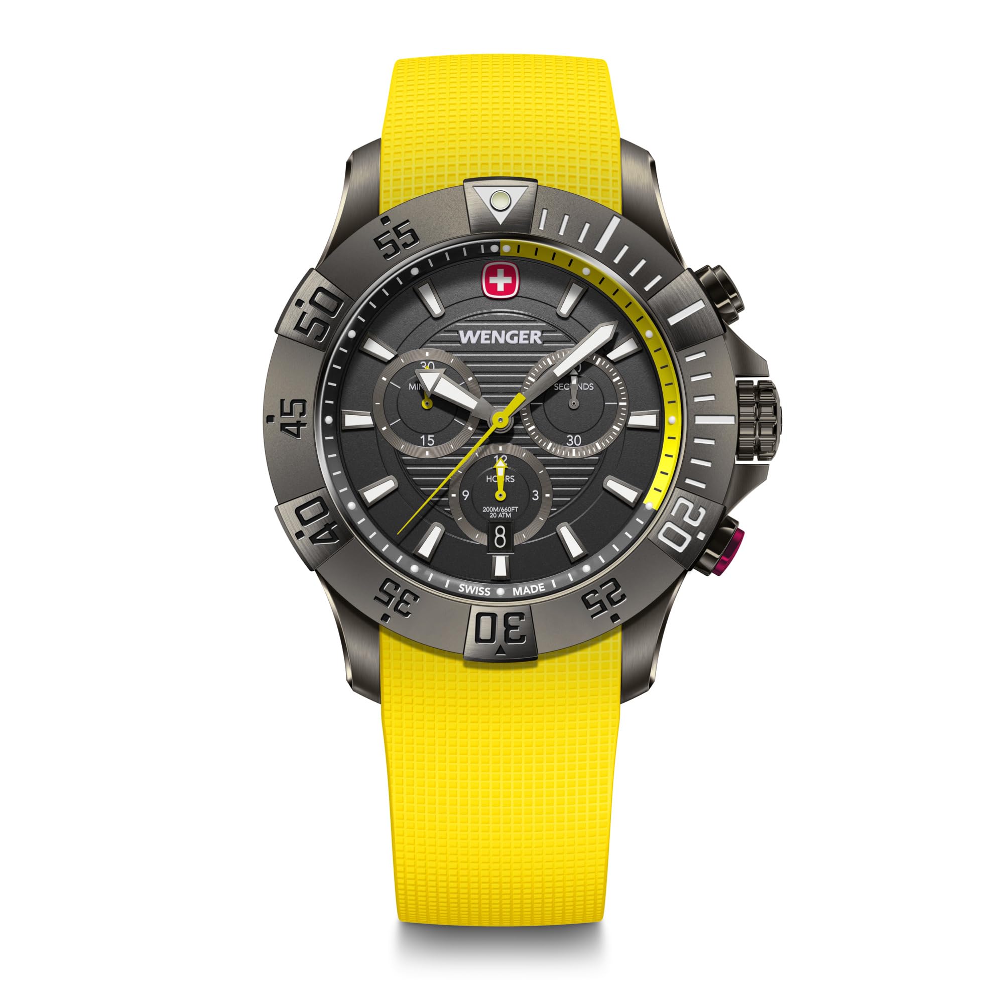 WENGER Herren Armbanduhr Seaforce Chronograph Ø 43 mm, Swiss Made, Analog Quarz, Wasserdicht bis 200 m