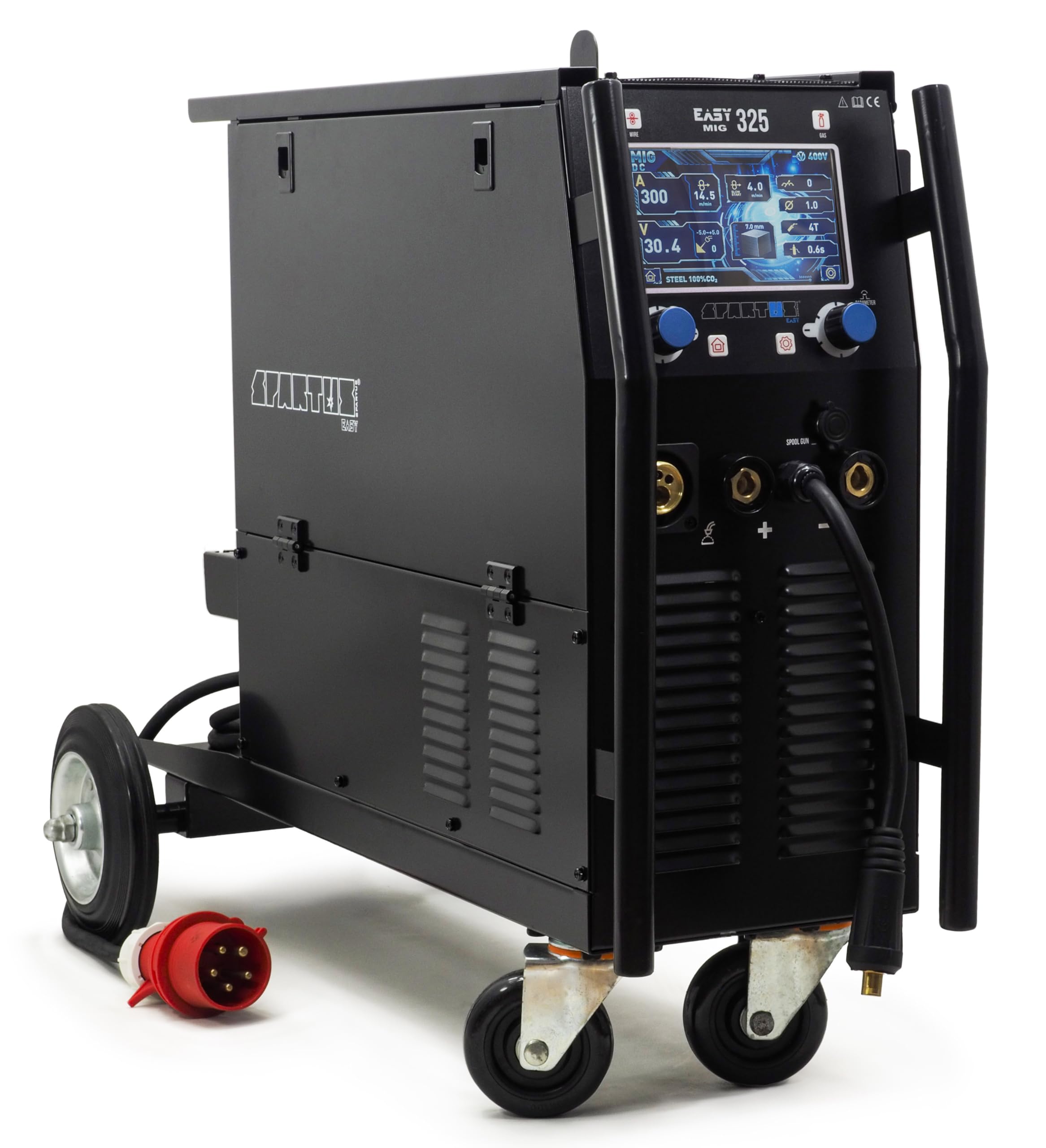 Spartus EasyMIG 325 XXL Set MIG MAG TIG saldatrice 400V 300A – Combi Inverter Set completo con casco, bombola del gas e bruciatore TIG – sinergia LCD induttanza – MMA & saldatura – completo