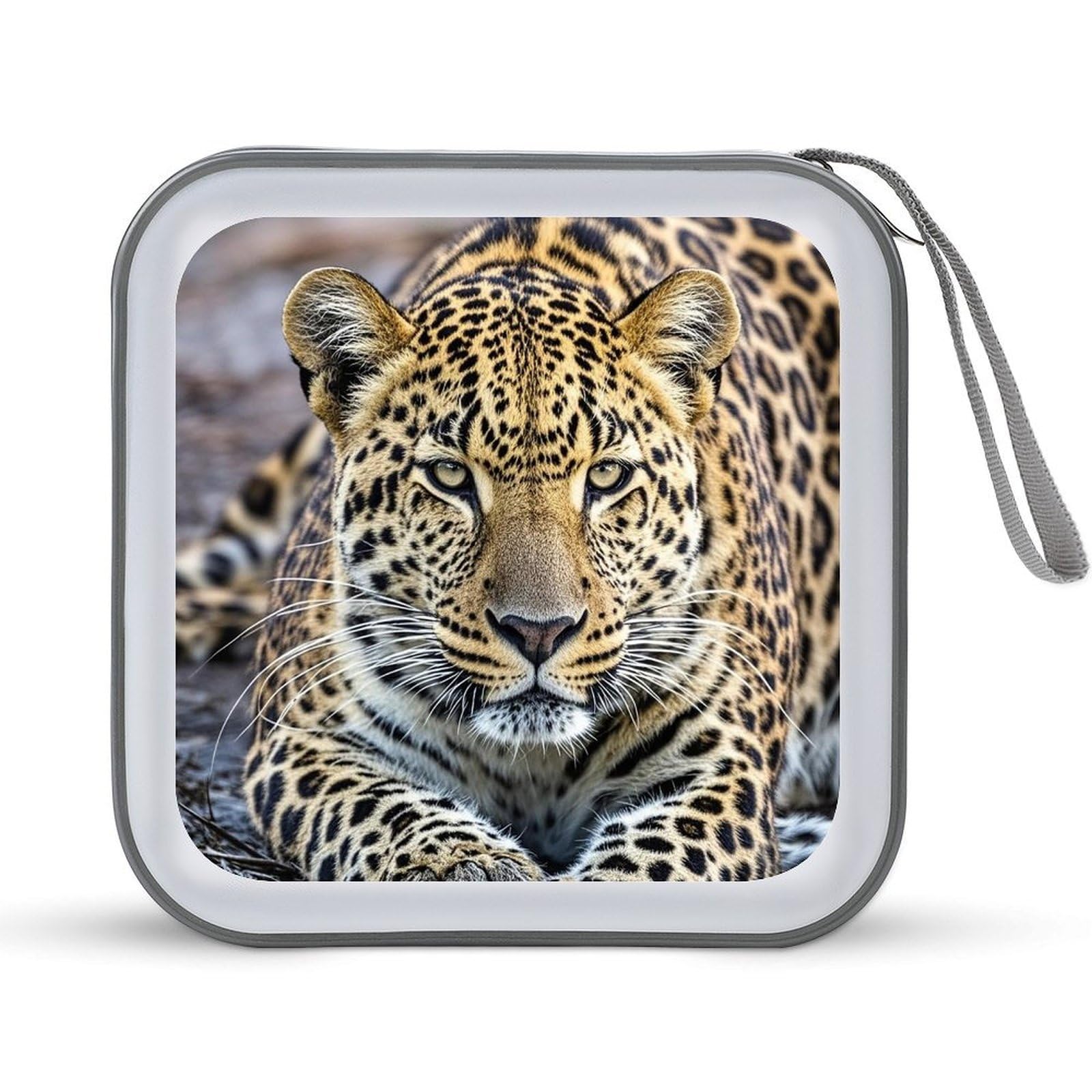 FekiLoot African Animal Leopard CD Case Portable DVD Case Holder Large Storage Disc Wallet Bag 40 Capacity Hard Plastic Disc Cases Storage Binder DVD Case Wallet for Car Home Travel