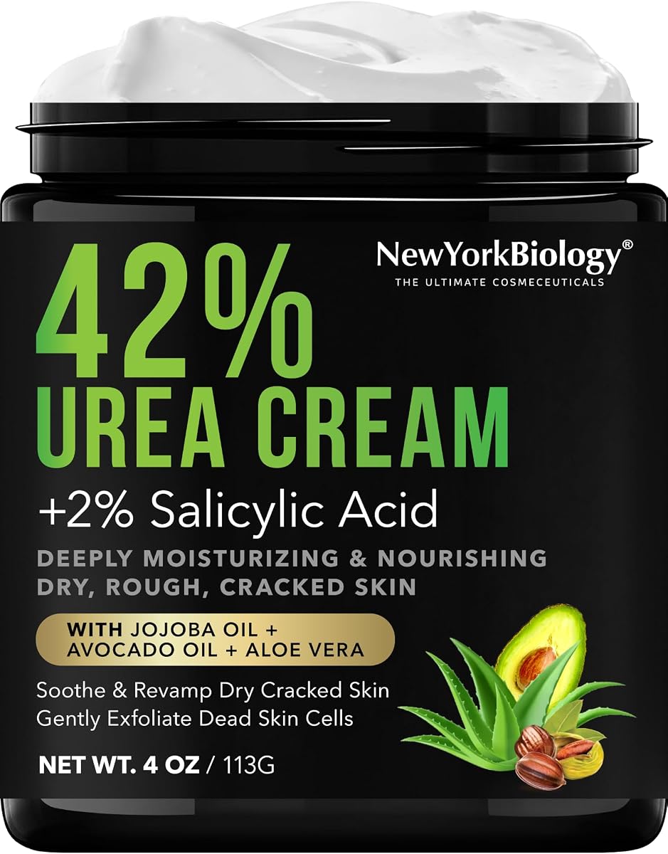 New York Biology 42% Urea Cream with 2% Salicylic Acid - Moisturizing Urea Foot Cream for Dry Heels, Rough Feet and Dead Skin - 4 oz