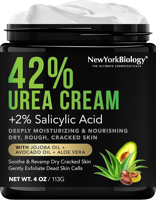 New York Biology 42% Urea Cream with 2% Salicylic Acid - Moisturizing Urea Foot Cream for Dry Heels, Rough Feet and Dead Skin - 4 oz