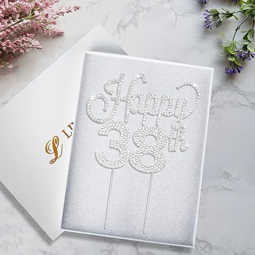 Miniatura 128 de LINGTEER Decoración de pastel de diamantes de imitación dorados para cumpleaños número 15 – Cheers to 15th Birthday Quince años de edad, decoración