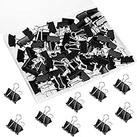 Vista 1 de SANNIX 42 piezas de clips para carpetas, clips para carpetas de 1 pulgada 25 mm negros, tamaño mediano para oficina, hogar y escuela
