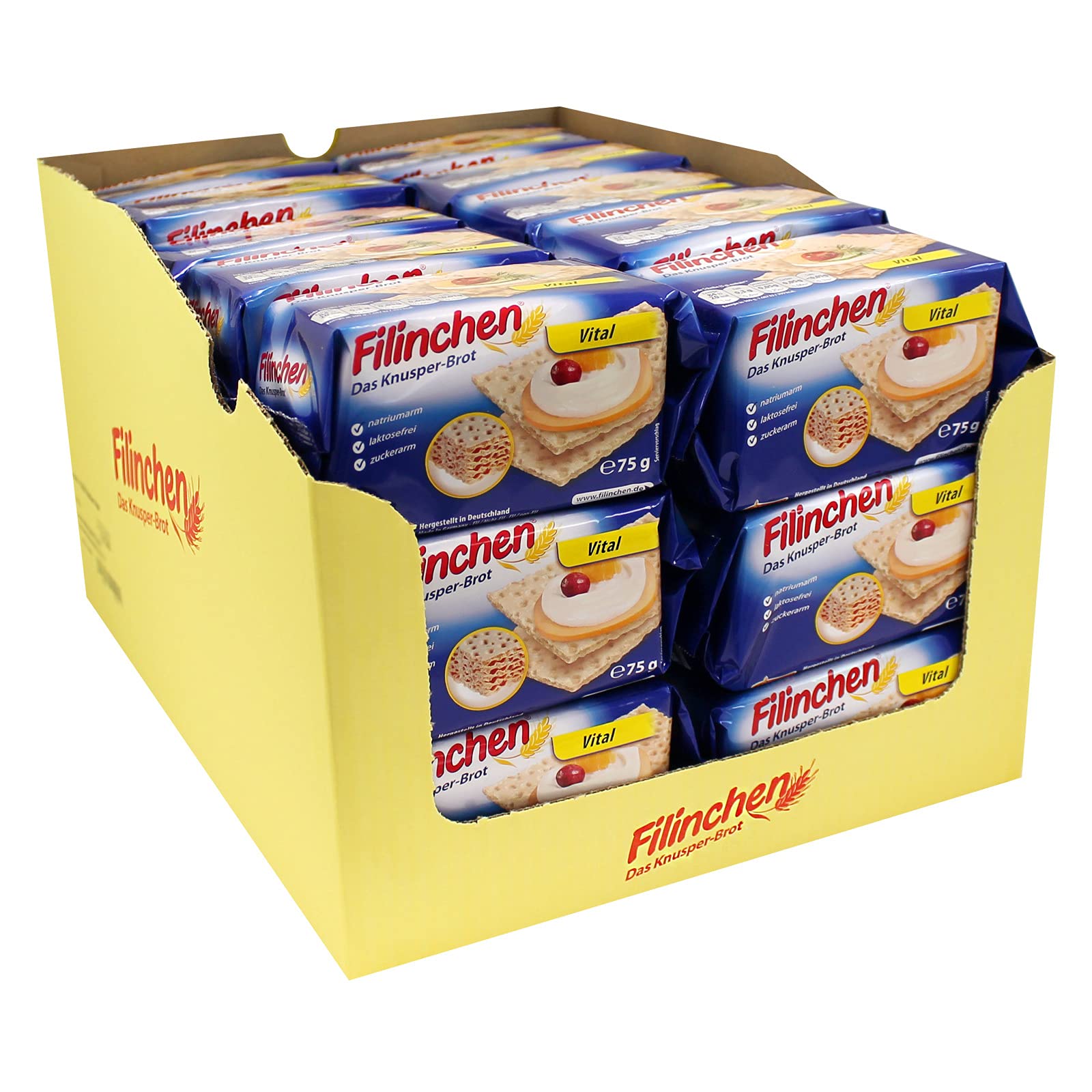 30er Pack Filinchen Das Knusper-Brot Vital 30 x 75 g zuckerarm laktosefrei natriumarm Snack Knäckebrot Waffelbrot Knusperbrot Pausensnack