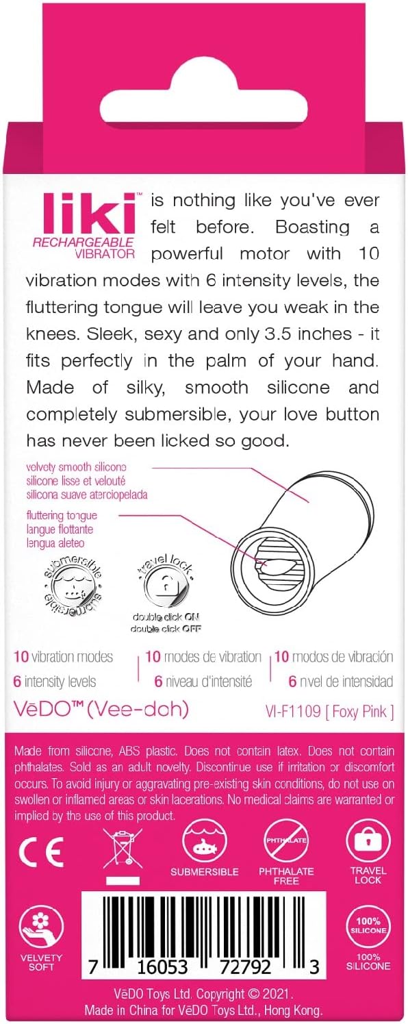 VeDO LIKI Rechargeable Flicker Clitoral Vibrator Sex Toy for Women (Foxy Pink)
