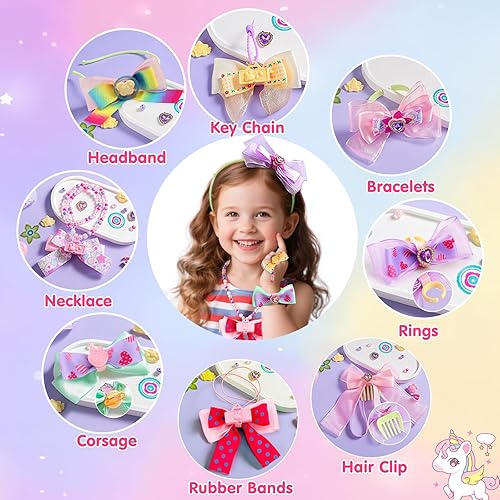 Miniatura 5 de Kit de diadema y joyería para hacer manualidades para niñas de 6 a 8 a 10 años, haz tus propios lazos para el cabello, artes y manualidades para