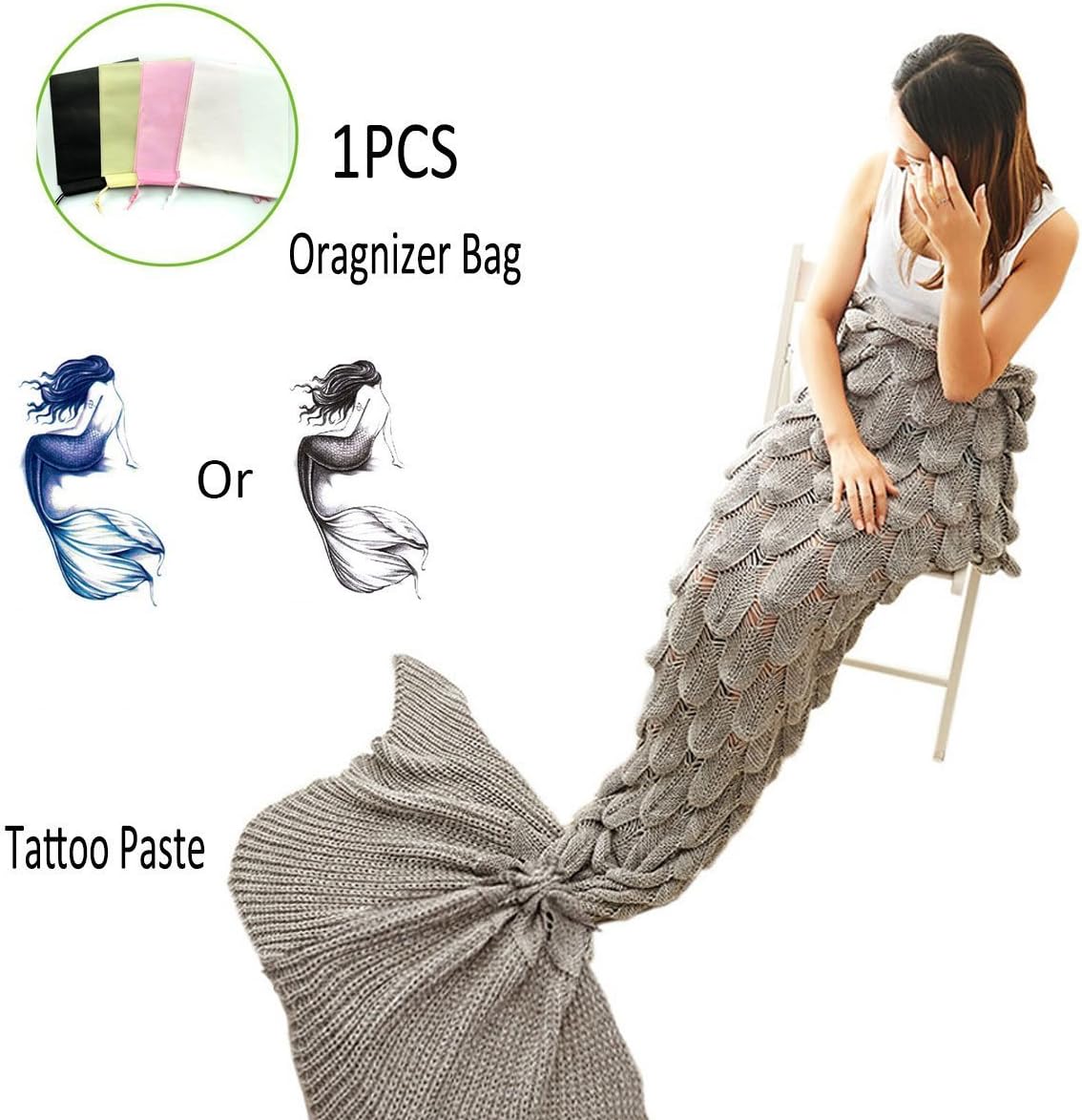 Amazing Mermaid Tail Blanket by ACRIMAX – Comfortable & Soft Design, Unique Fish Scale Knit Pattern, Eco-Friendly & Hypoallergenic Material, Large & Warm Snuggle Companion, Breath-Taking Gift Idea