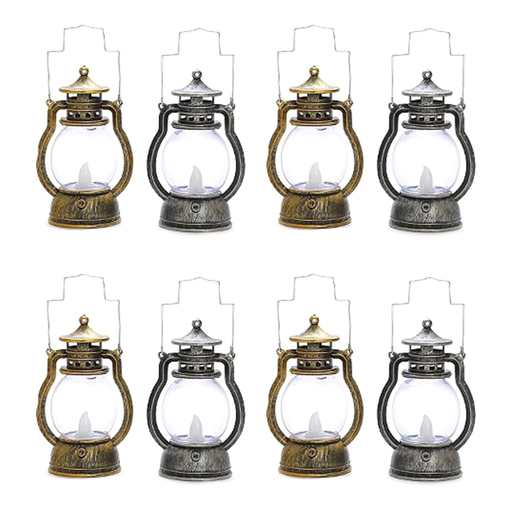 Hndhbfgrt 8Pcs LED Lanterns Decorations Outdoor Hanging Lantern, Retro Lantern Decor for Patio, Porch, Farmhouse Decorations