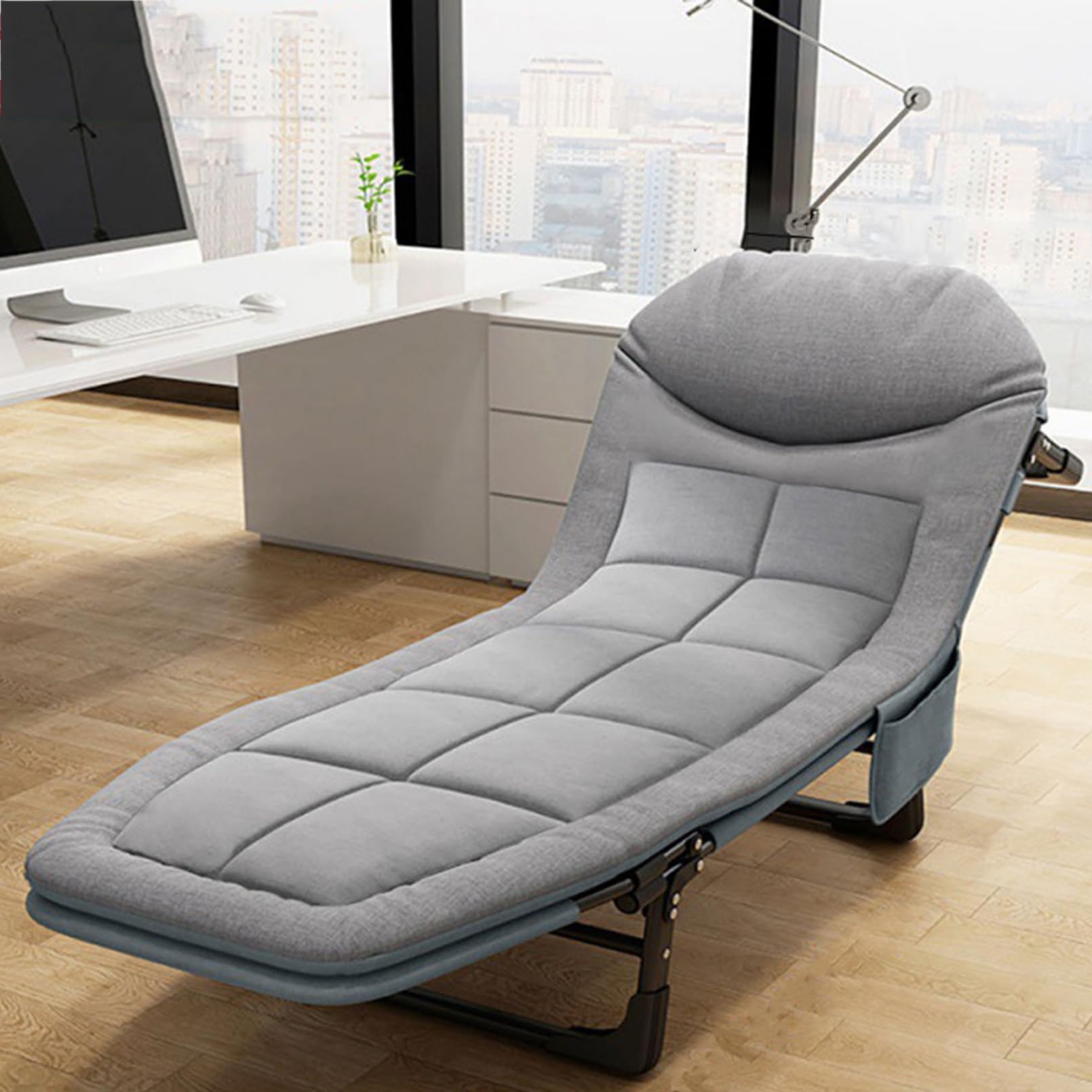 Chaise de pêcheur en plein air transformable en lit de camp gris