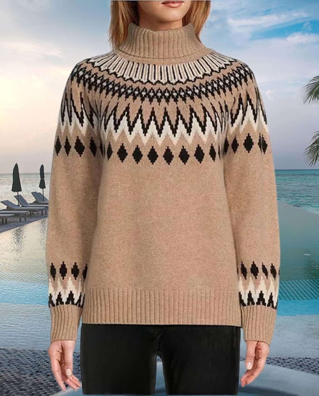 Sweater Womens Long Sleeve Round Neck Pullover Top Knitted Cozy Sweater Lightweight Cute Autumn and Winter - Image 4
