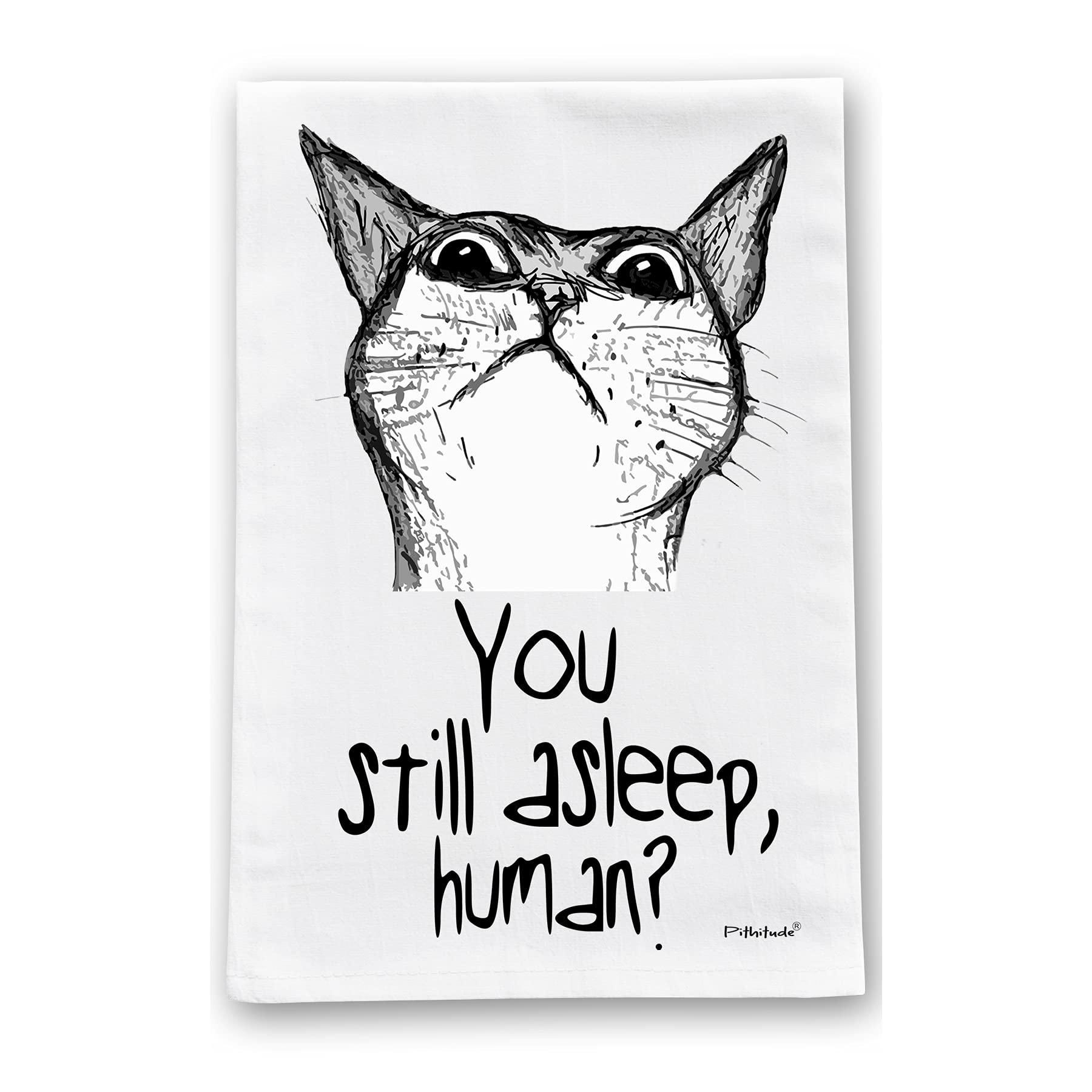 Peeking Cat Flour Sack Cotton Dish Towel by Pithitude