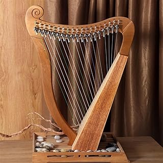 SXTYYH Arpa De Lira, 15,19,23 Cuerdas Lyre Harp Cuerpo De Caoba Instrumento Musical for Adultos Niños Principiante Con Llave De Afinar Bolsa Gig Negra(19-note - board key - log color)