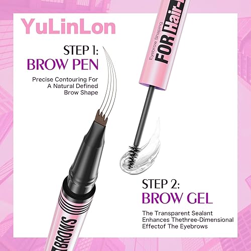 Miniatura 2 de Bolígrafo y gel 2 en 1, cabeza de 4 puntas ultra precisas, trazos similares al cabello, 5 tonos naturales, kit de modelado de cejas impermeable (03#