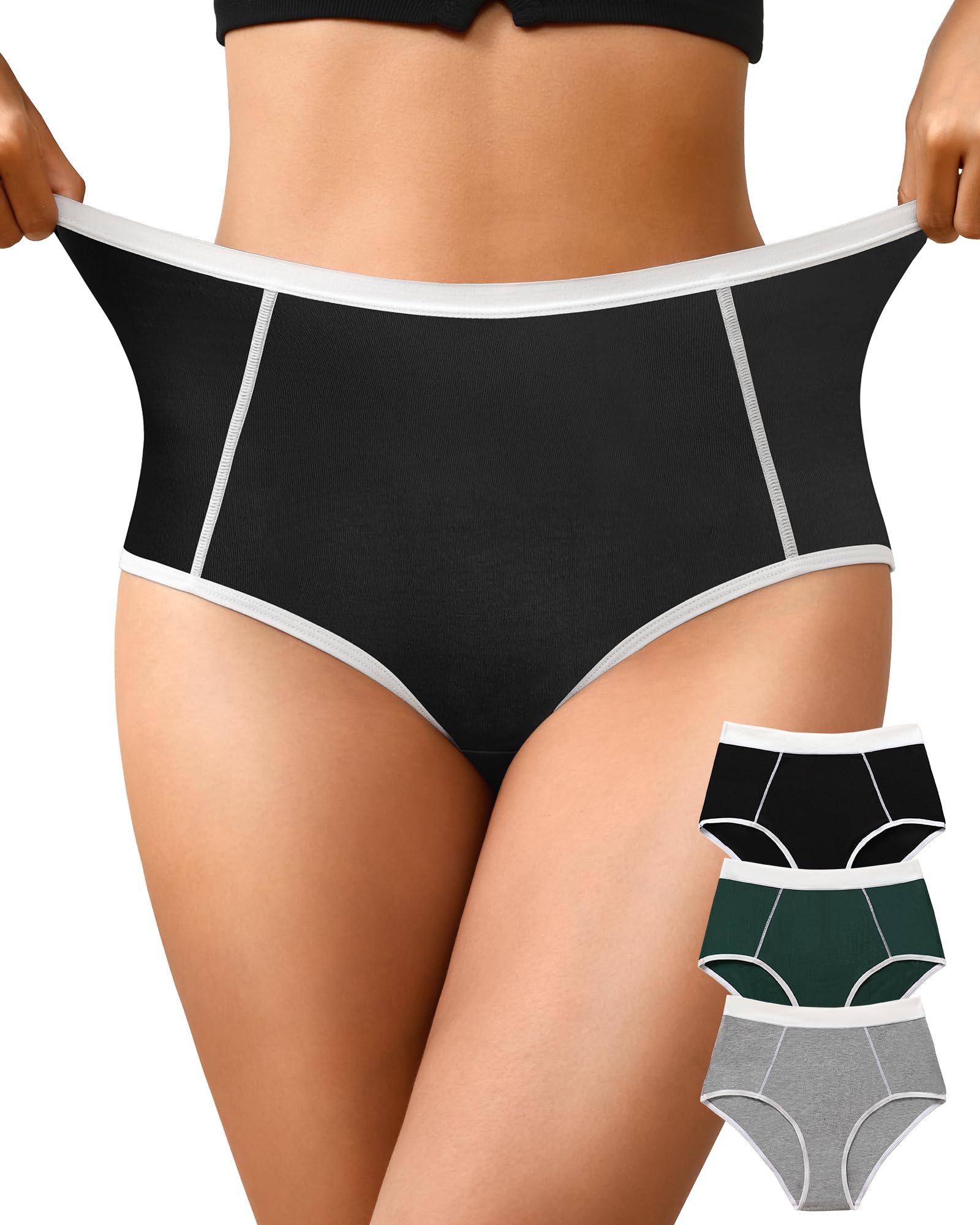 K-CHEONY Super High Waisted Underwear for Women Soft Stretch Full Coverage Panties Cool Breathable Ladies Briefs