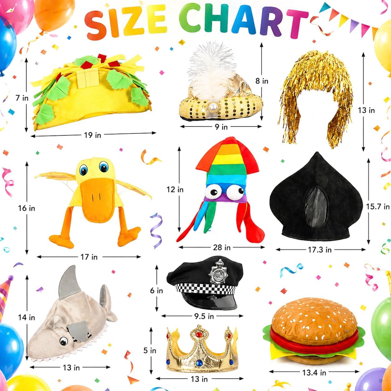 KEPATO Funny Party Hats Bulk,Costume Crazy Hats for Adults, Photo Booth Props, Birthday Halloween Party Supplies
