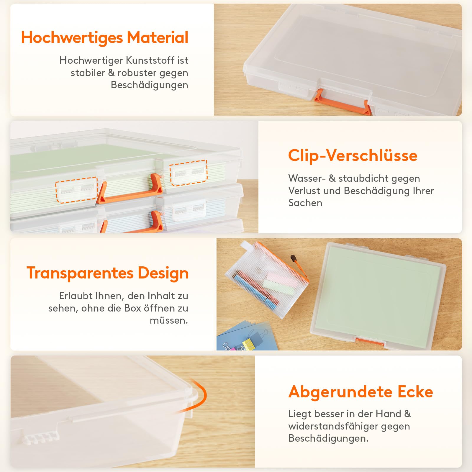 Lifewit 12 Pack Stapelbar Aufbewahrungsbox A4 mit Deckel & Griff, Tragbar Din A4 Box mit 12 Reißverschlusstaschen und Etikett, Dokumentenbox Storage Box für Papier Foto Bastelbedarf, 32 x 24 cm/12x9
