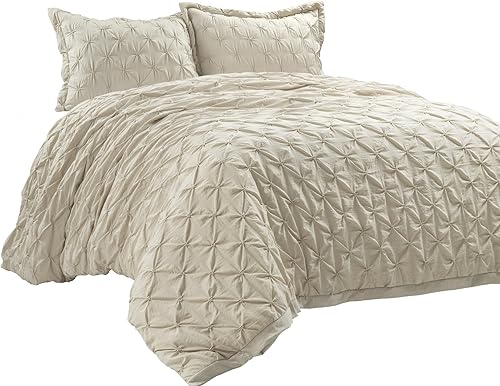 Miniatura 7 de Ravello Pintuck - Juego de funda de edredón suave de gran tamaño, 3 piezas, tamaño King