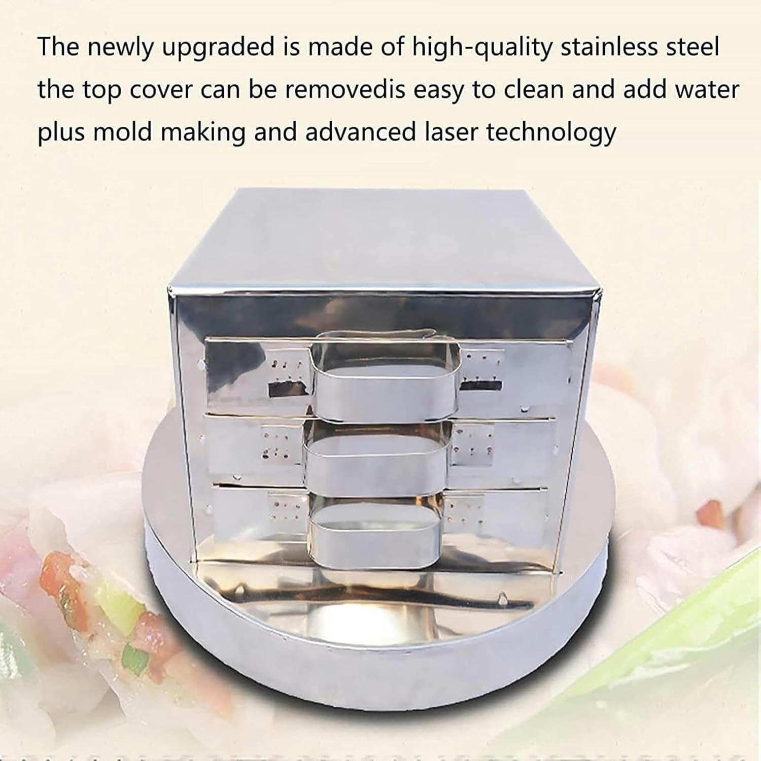 Multifunction Cooking Machine, 39X23cm Stainless Steel Steamer, Rice Noodle Rolls Machine, 3-Layer Household Cuisine Cookware