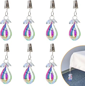 8Pcs Tablecloth Weights Tablecloth Pendant Teardrop Shape Table Cover Weights Stone Table Weights Hangers with Metal Clip for Tablecloth Decoration Family Dinner