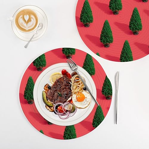 Miniatura 4 de 3 Pcs Trivet Mat Small Christmas Tree Green Red for Hot Pots and Pans 15in Cotton Thread Weave Pan Pad for Stove Kitchen Countertop Protector