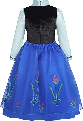 Miniatura 6 de Disfraz de princesa para niñas, vestido de princesa de reina de las nieves con capa para Halloween, fiesta de nieve, cosplay