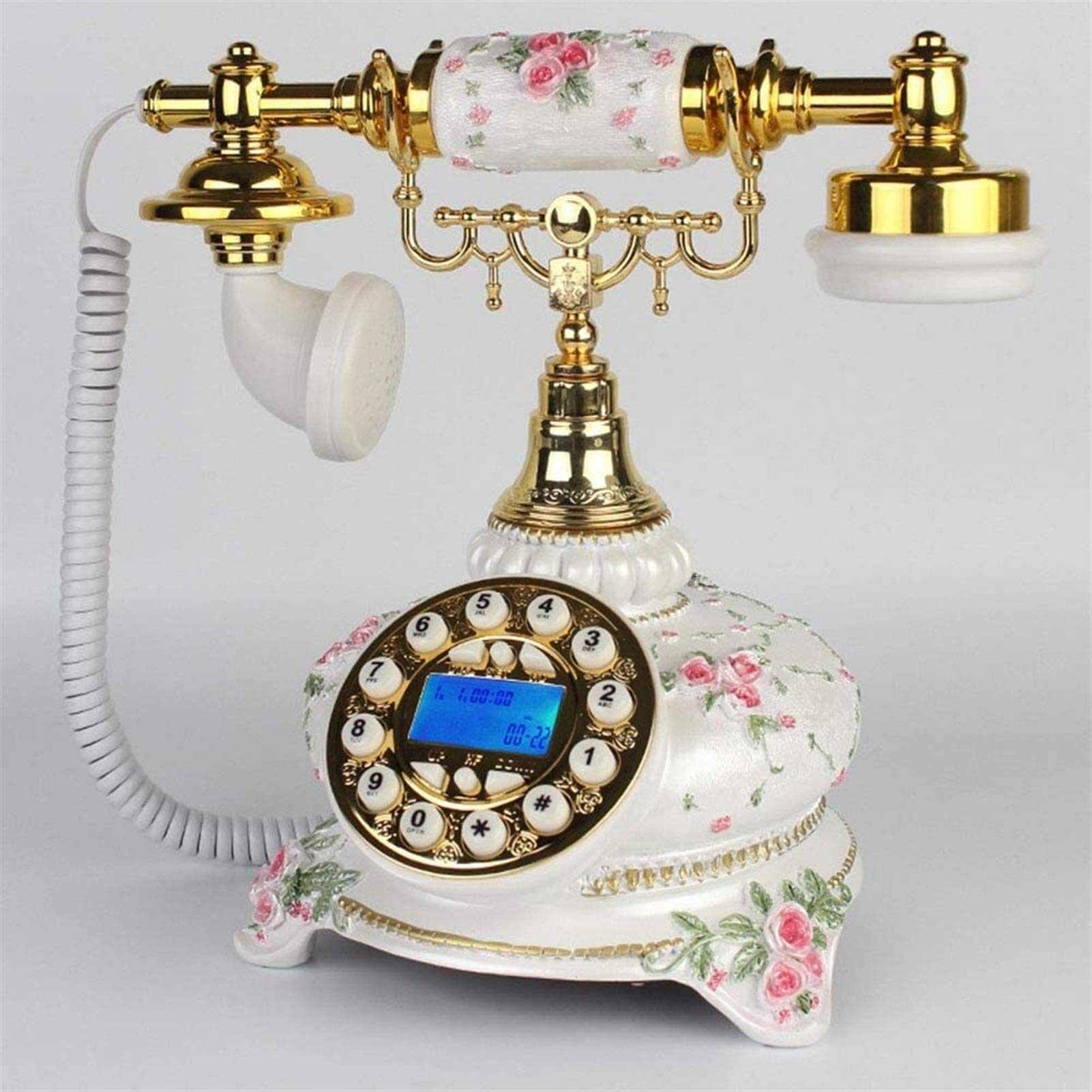 Statues pour la décoration intérieure et téléphone vintage en or