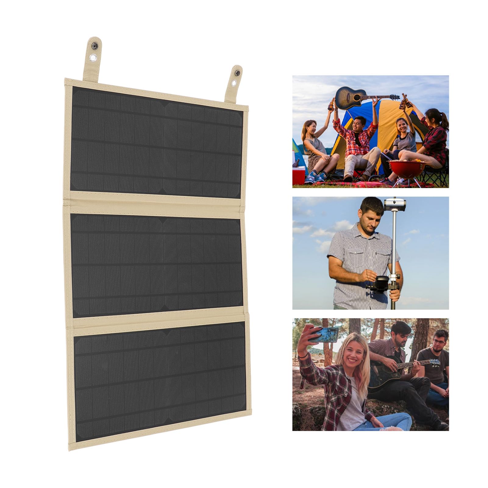 Caricatore Solare Portatile 30W 18V Pieghevole per Esterno, Ricarica Rapida QC3.0 per Smartphone Android IOS, Connettori Multipli per Laptop Power Bank (Cachi)