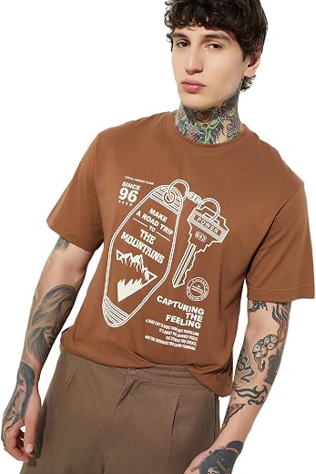 Max Mens Cotton Regular Fit URB_N Half Sleeves Round Neck Graphic Print T-Shirt