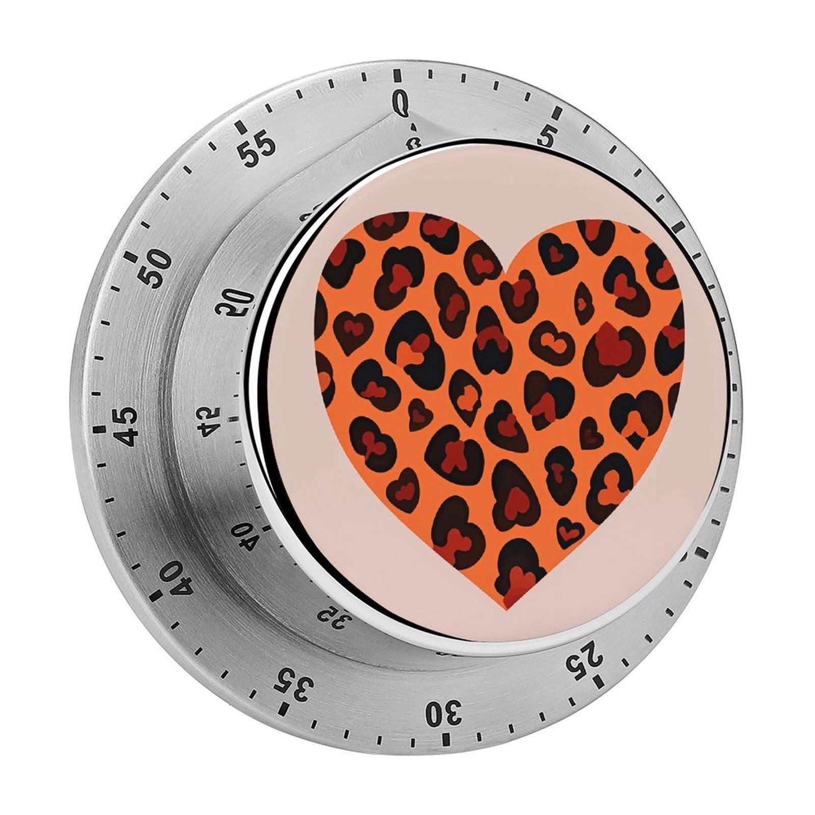 Heart Leopard Kitchen Timers Magnetic Back Manual Countdown Timers for Classroom Home Gym Tanning