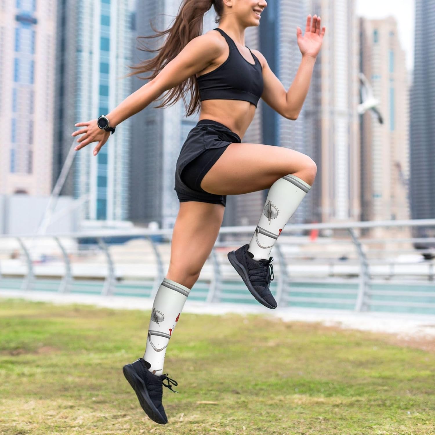 Gears Levers Pipes And Meters Flue Lifting Crane Compression Socks For Women Men 15-20mmhg Graduated Support Circulation Knee High Socks For Nurses Athletic