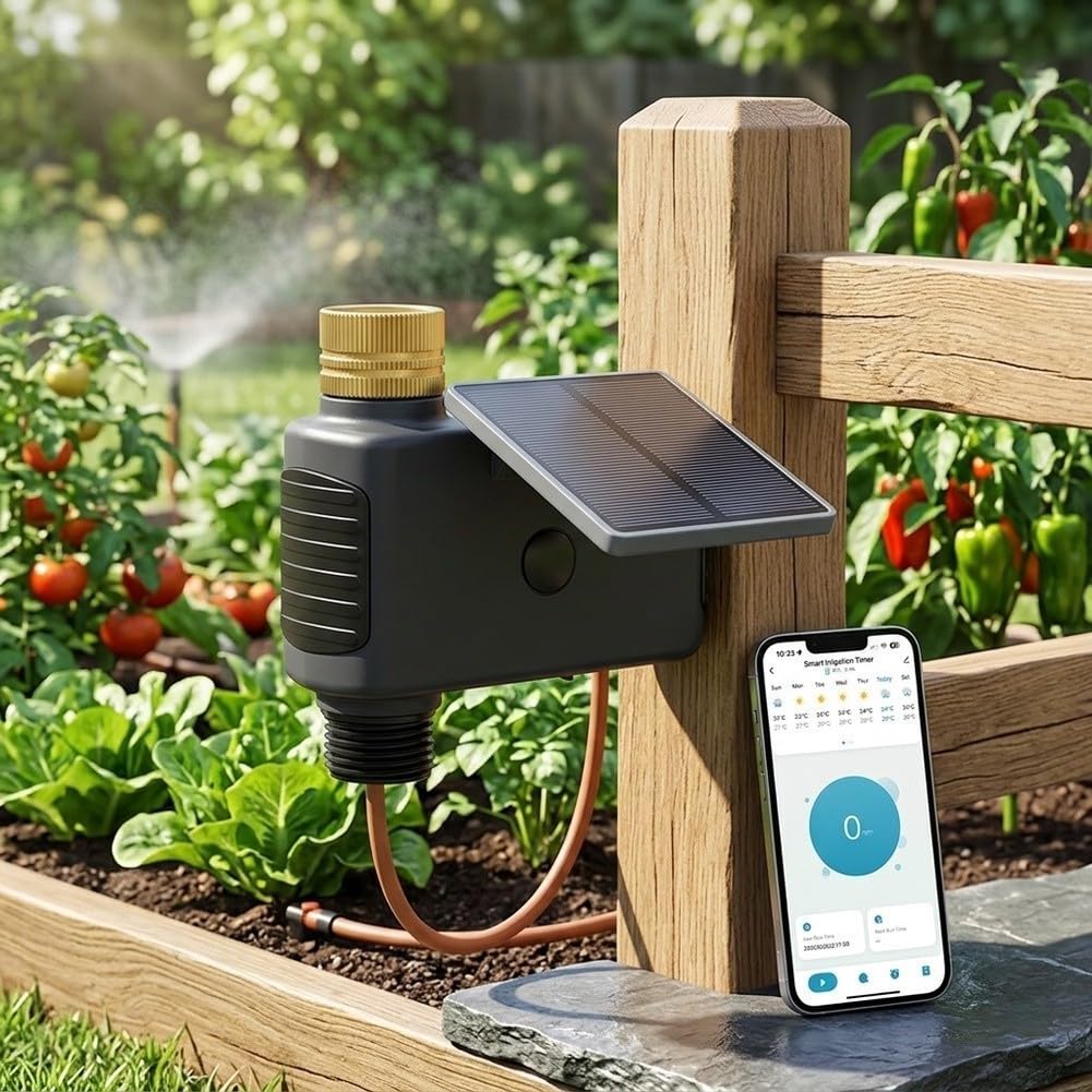 Smart WiFi Timer di irrigazione solare Controller elettronico del rubinetto del tubo dell'acqua Sistema di irrigazione programmabile per giardino da cortile Due prese