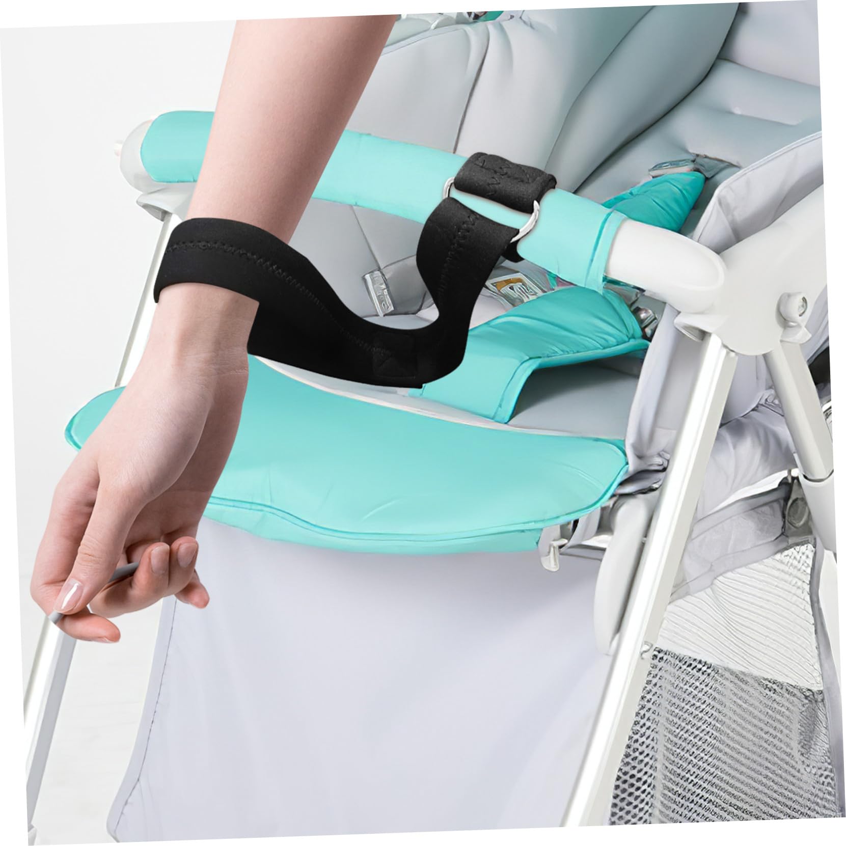 Cinturino da Polso di Sicurezza per Passeggino Nero in Neoprene | Shopping Cart e Pushchair, Aid Anti-slip, Accessorio Safety Regolabile