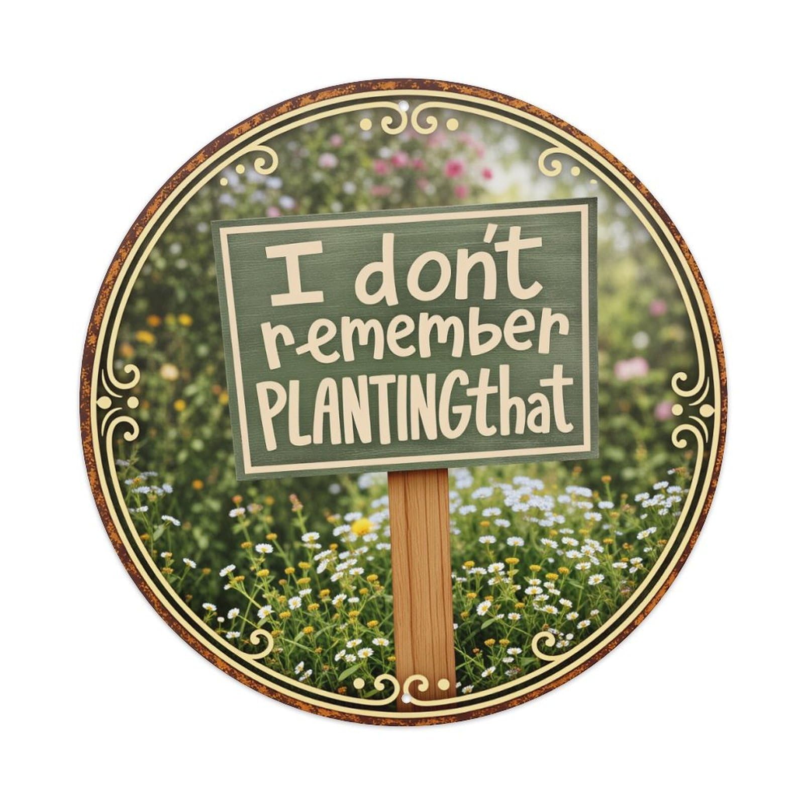 Garden Sign With Floral Background Round Tin Sign Vintage Style Metal Sign Home Bar Garden Wall Plaque Decor Metal Poster 8x8 Inch