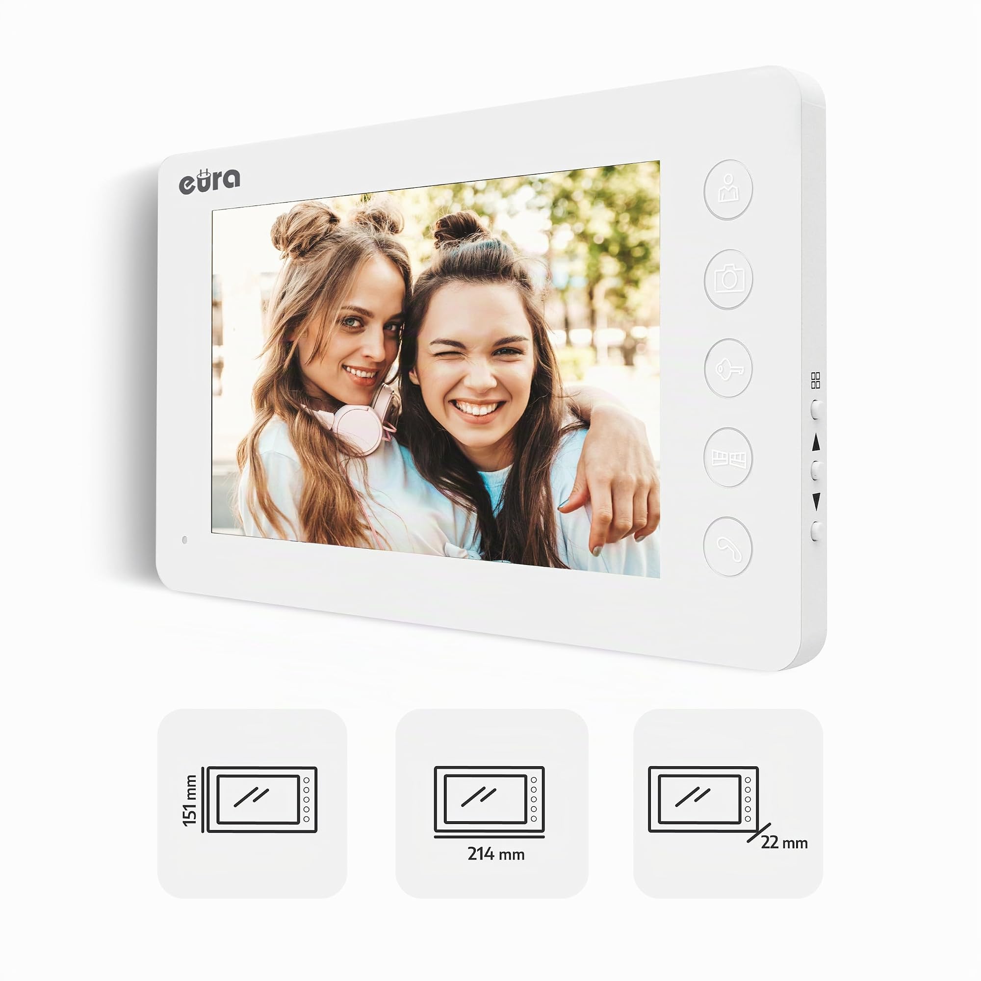 Eura VDP-76A3 Videoportero Intercomunicador de 4 Cables, Monitor a Color de 7", RFID, Almacenamiento de imágenes, 2 entradas, Blanco