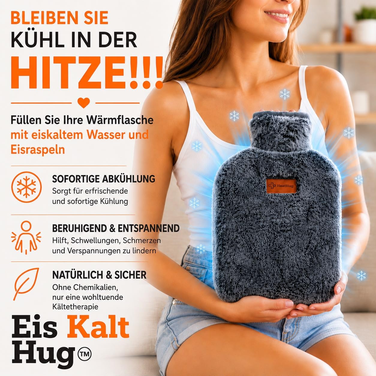 Wärmflasche mit Bezug (2 Liter) 2-seitige Wärmeflasche für Erwachsene mit weicher Tasche auslaufsicher Naturkautschuk Geschenk für Frauen – Schmerzlinderung bei Regelschmerzen und Magenkrämpfen