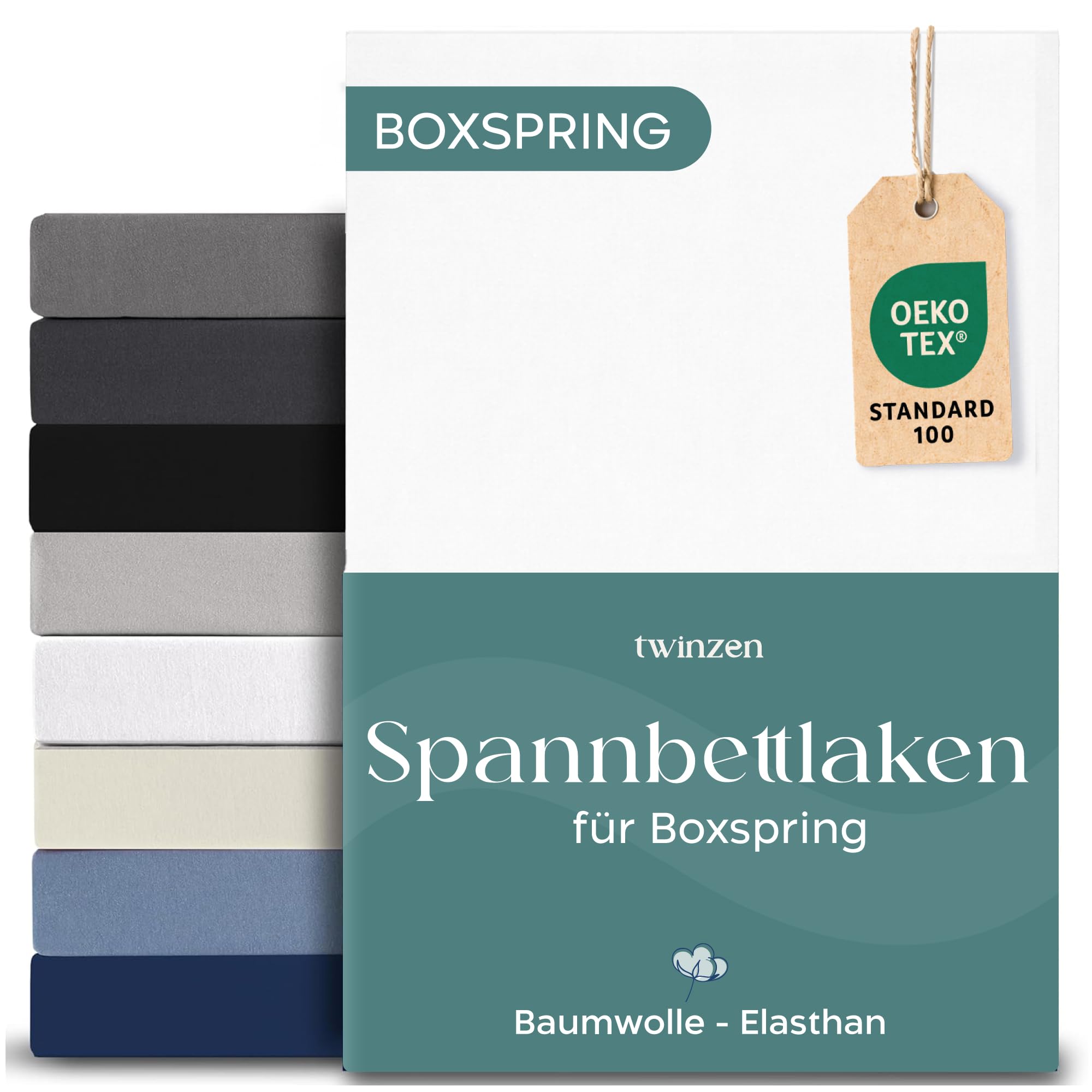 Dreamzie - Topper Spannbettlaken - 180x200 - Baumwolle Elasthan | Weiß · 35cm Hoch · Oeko-Tex zertifiziert · Elastikband · Spannbetttücher für Hohe Matratzen