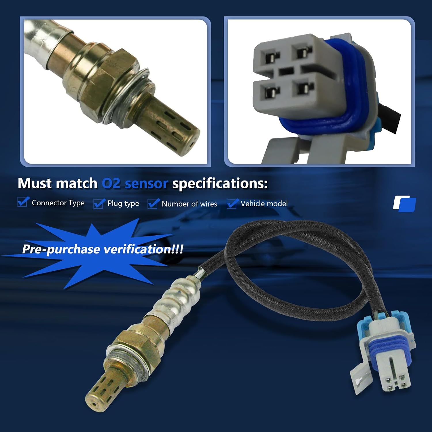 Maxfavor 234-4256 O2 Oxygen Sensor Downstream Compatible with 2008-2013 Chevy Silverado Avalanche Tahoe Corvette Camaro Suburban GMC Yukon Sierra O2 Sensor Replace OE#75-3968 21066 15698 250-24736