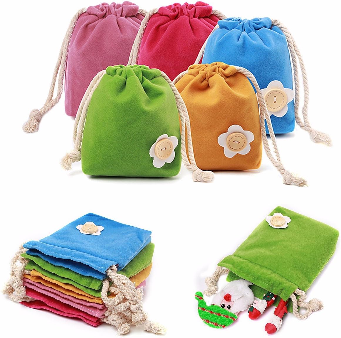 Mini Candy Colors Velvet Drawstring Jewelry Wedding Gift Bags Pouch Purse Folding Package Coin Case (Random: Color)