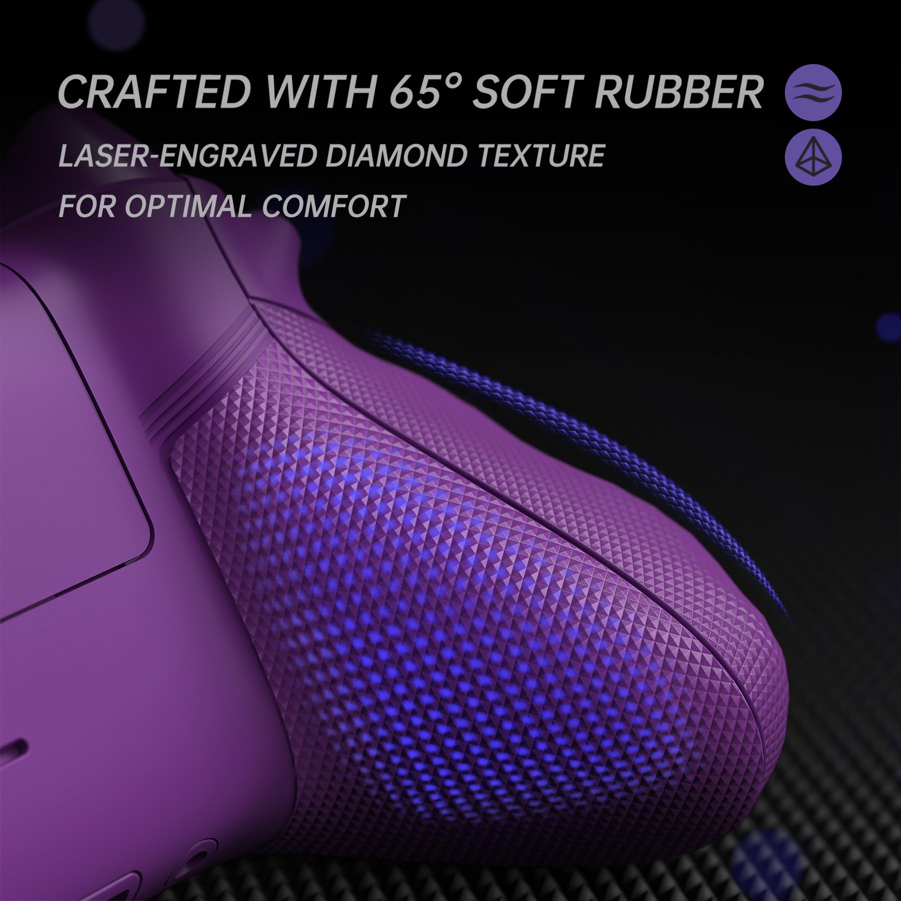 eXtremeRate ASR Version Full Case & Tasten Set für Xbox Series X/S Controller, Custom Faceplate/Backplate/Gummierte Griff Gehäuse/Trigger Stop Mod Kit für Xbox Core Gamepad–Diamond Textur Nebelviolett